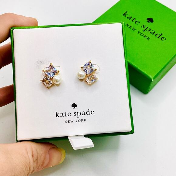 Kate Spade Victoria Gold and Pearl Stud Earrings - Picture 1 of 9